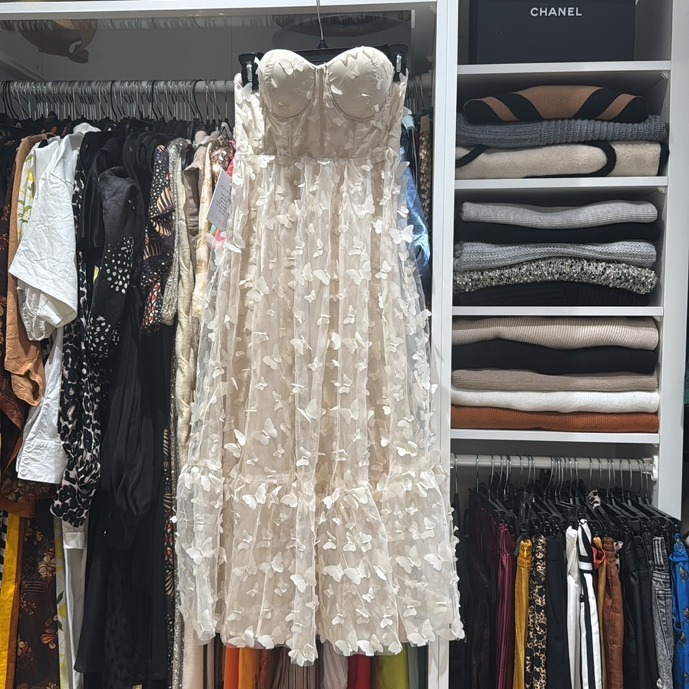 Alamour The Label Mariposa Strapless Cream Dress S - Picture 7 of 9
